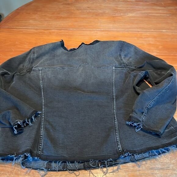 Lane Bryant Jeans Jacket Blackβwithh raw edges 16 - Picture 5 of 10